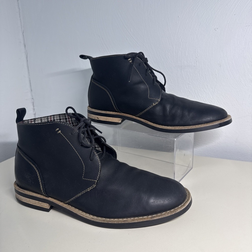 Original Penguin Munsingwear Black Leather Monty Chukka Boots Men Size 10.5